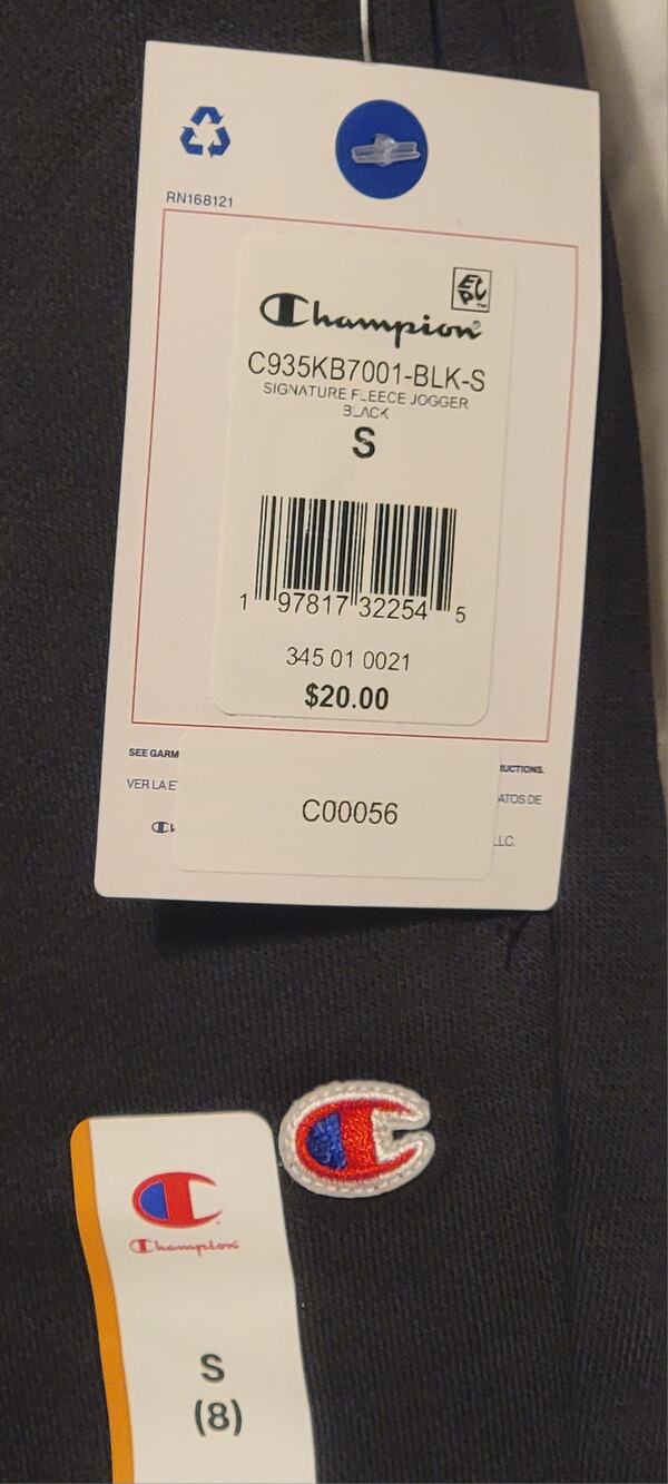 Champion Fleece Jogger Black Sz S